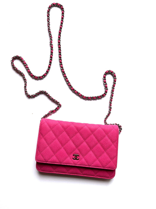 Chanel WOC Wallet on Chain Hot Pink Quilted Leather Crossbody Bag