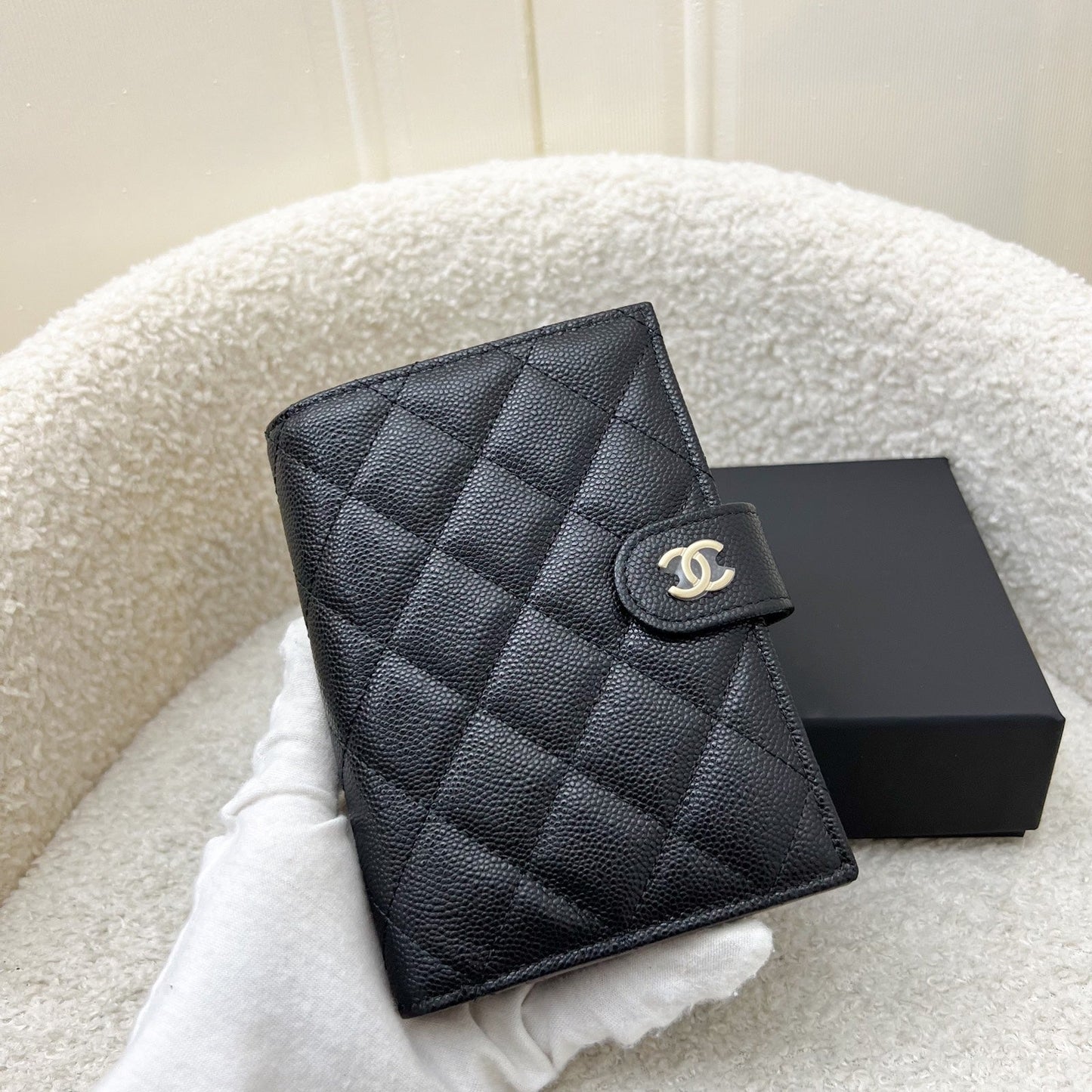 Chanel Bifold Wallet in Black Caviar and LGHW