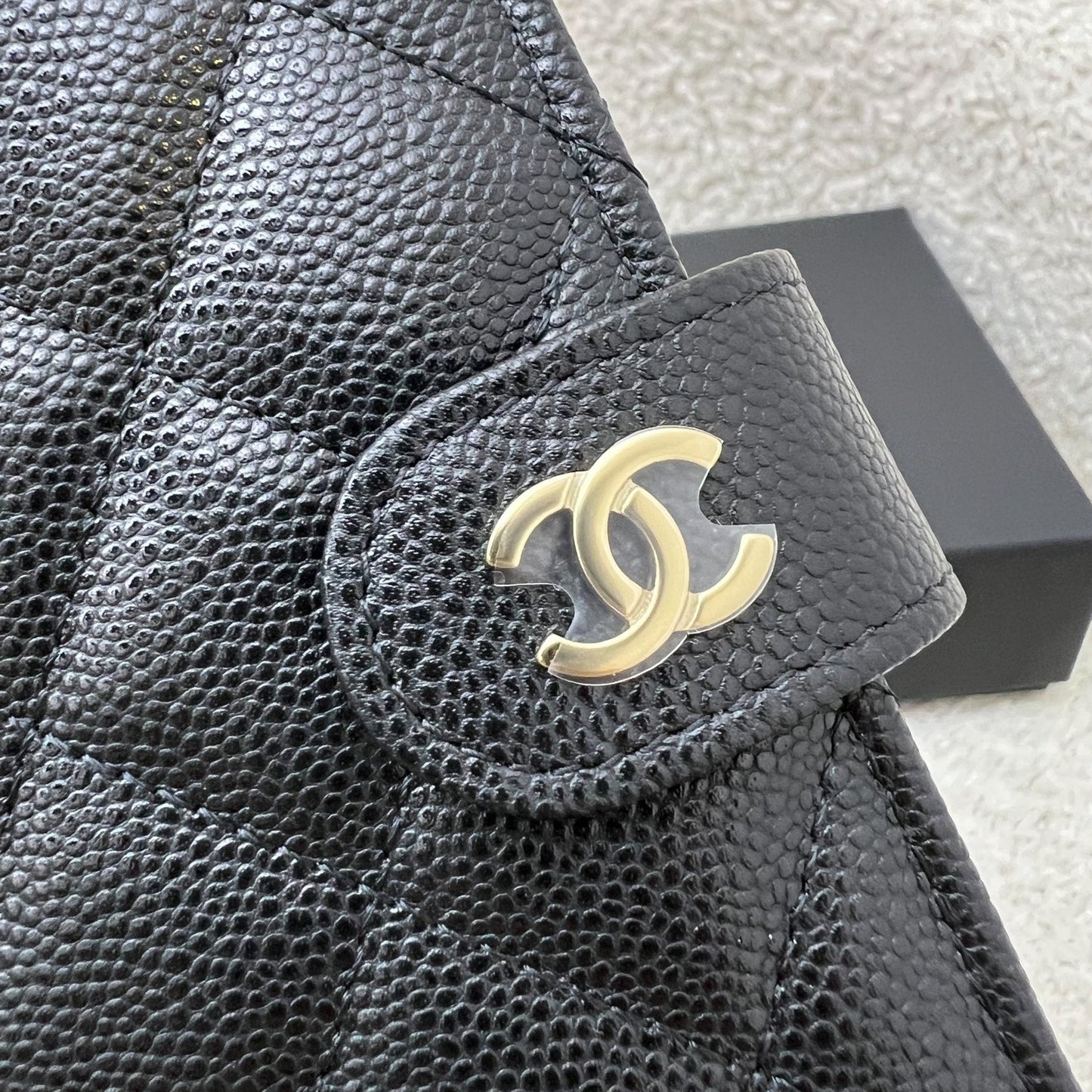 Chanel Bifold Wallet in Black Caviar and LGHW