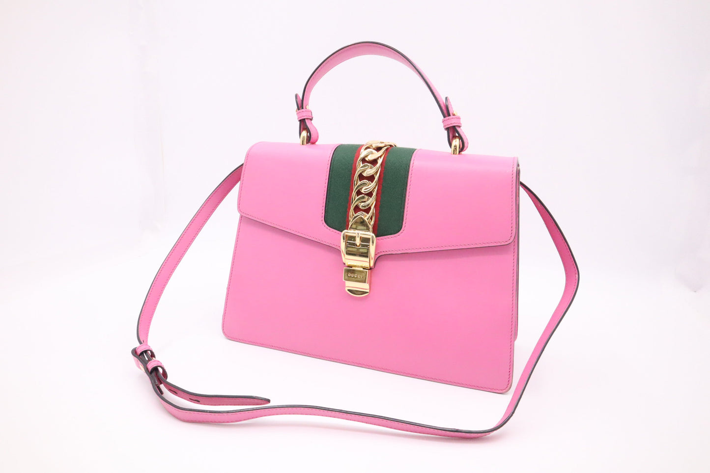 Gucci Slyvie Leather Pink Large Handbag