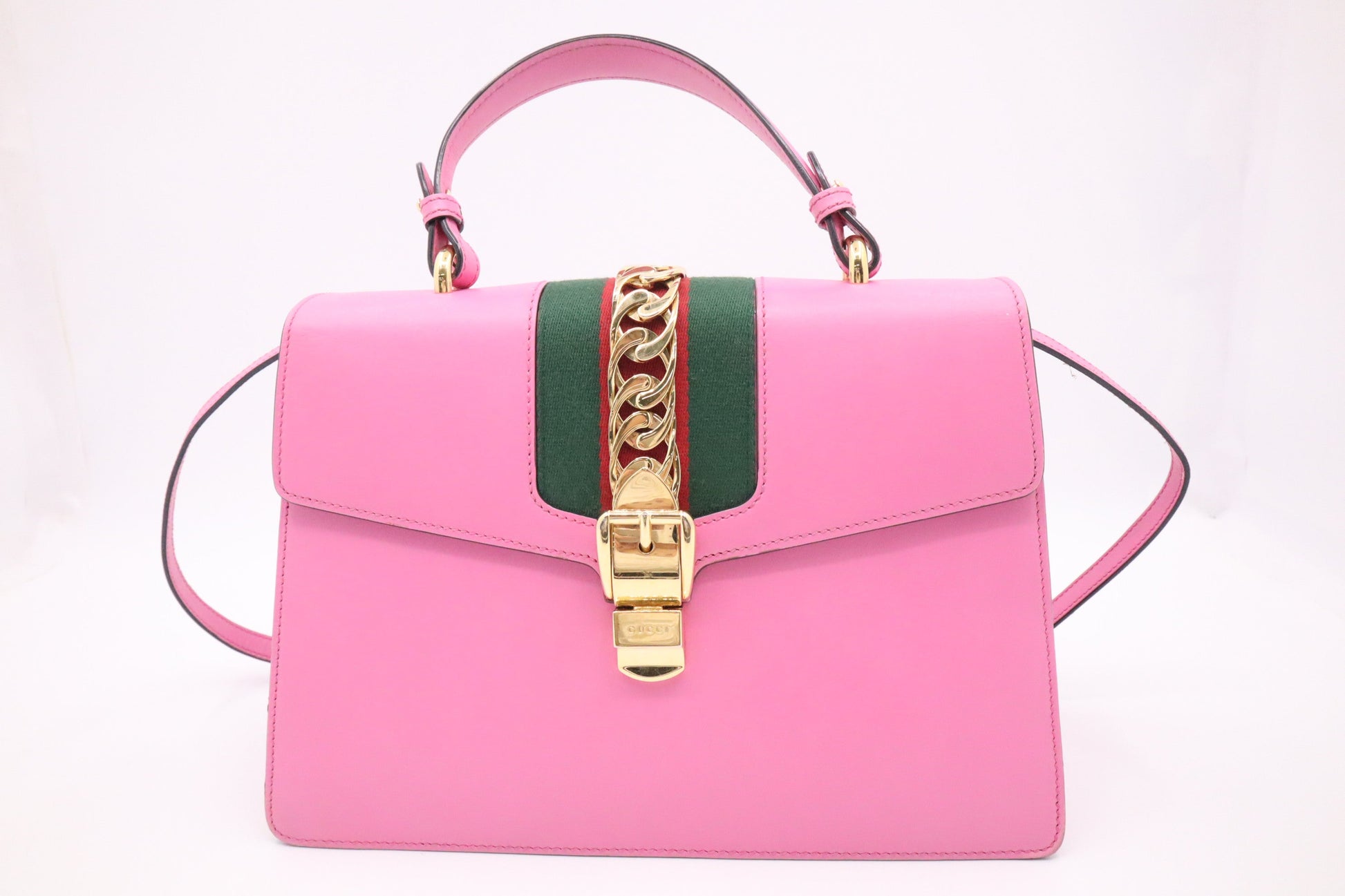 Gucci Slyvie Leather Pink Large Handbag
