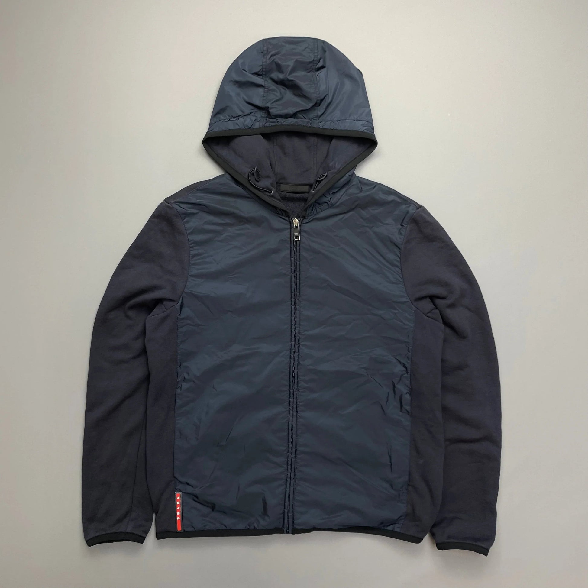 Prada Handbag Sport Panel Hoodie Jacket Nylon Navy
