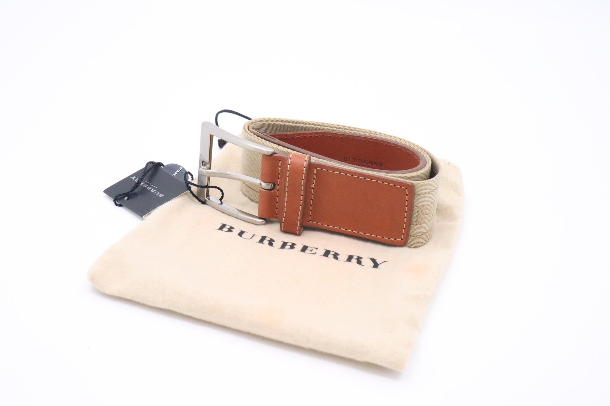 Burberry Belt In Webbing Handbag Leather Brown Beige