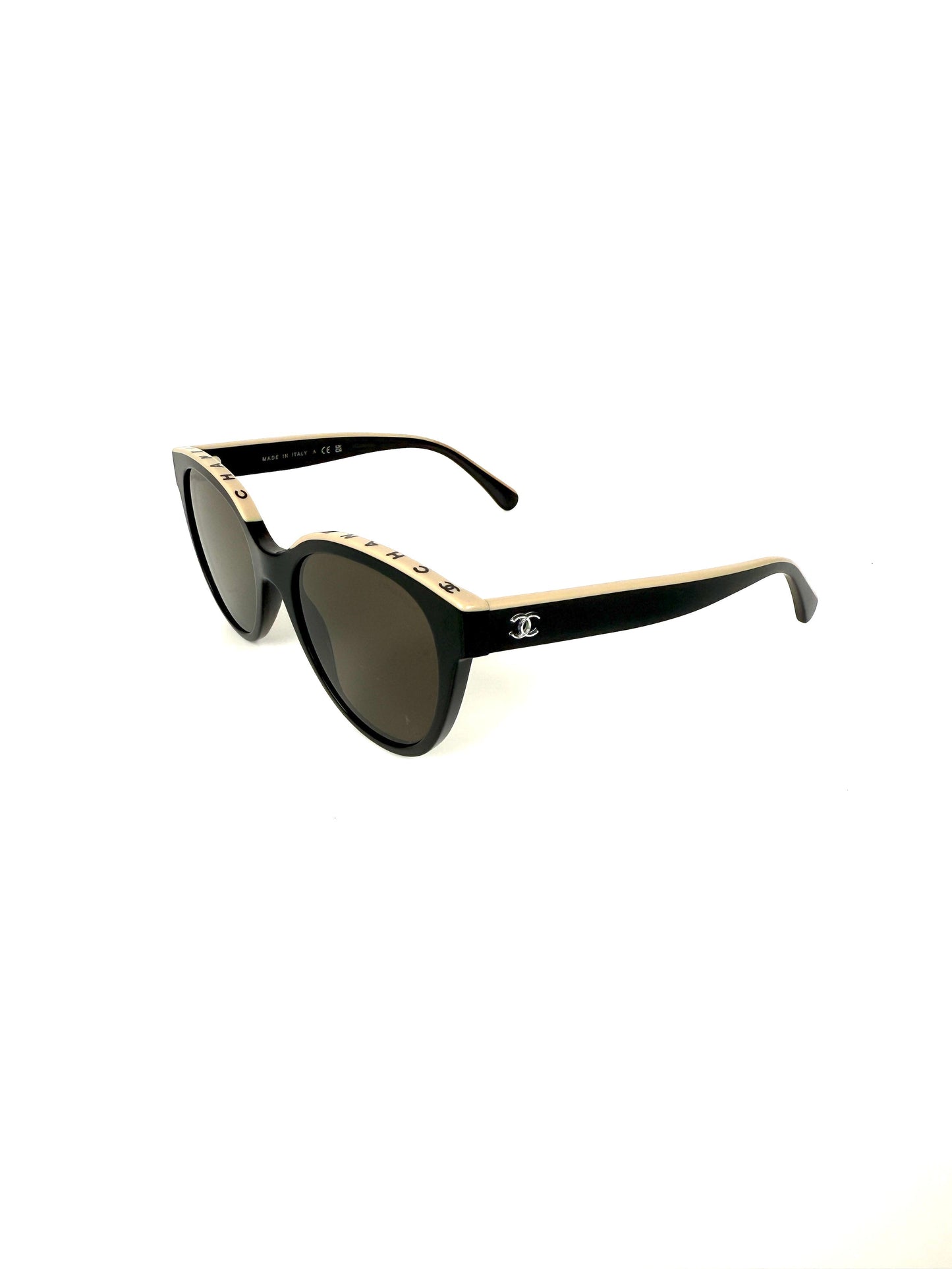 Chanel 5414 Butterfly Acetate Black Beige Sunglasses