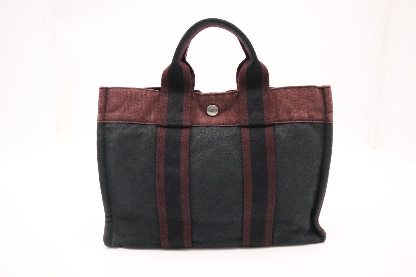 Hermes Fourre Tout Pm In Navy And Maroon Canvas Travel Bag