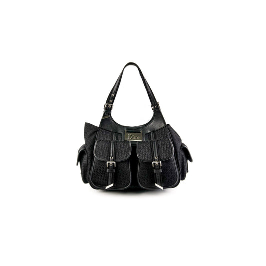 Dior Christian Shoulder Bag Canvas Black