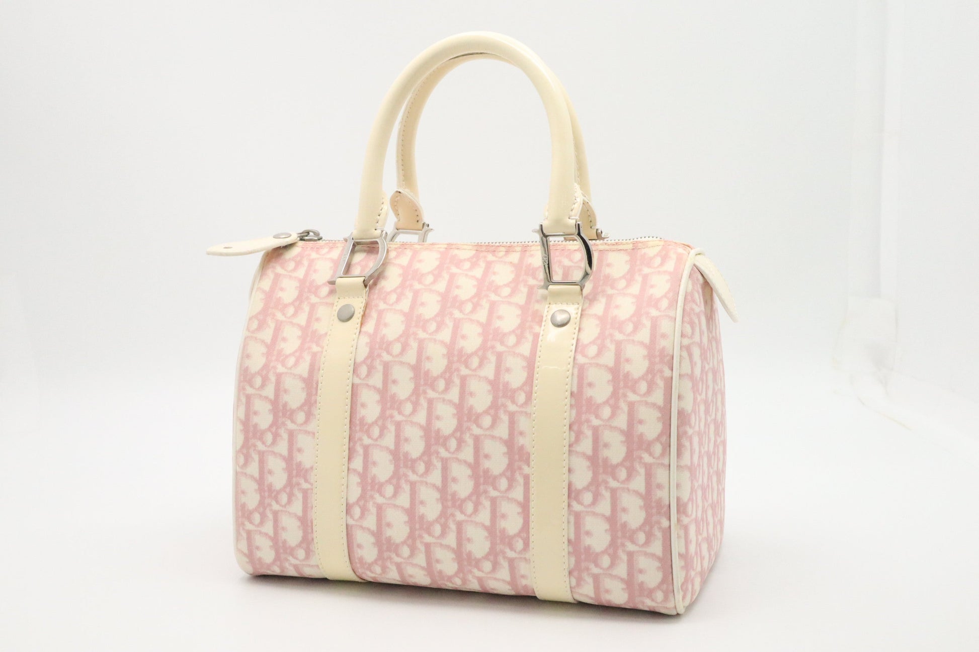 Dior Boston Bag In Oblique Coated Canvas Pink Travel Bag