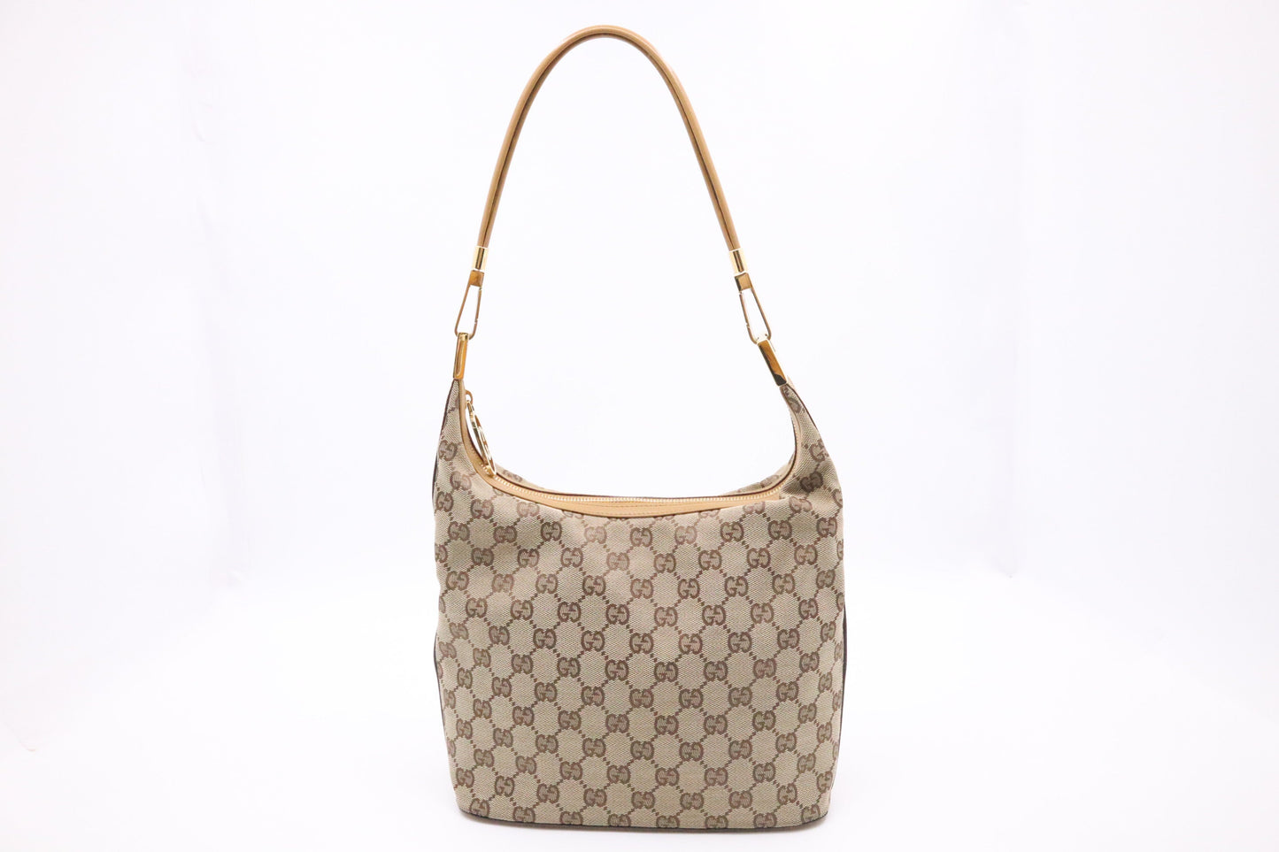 Gucci GG & Leather Canvas Tan Shoulder Bag