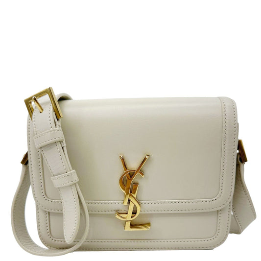 YSL Saint Laurent Yves Solferino Calfskin Shoulder Bag Leather Beige Small