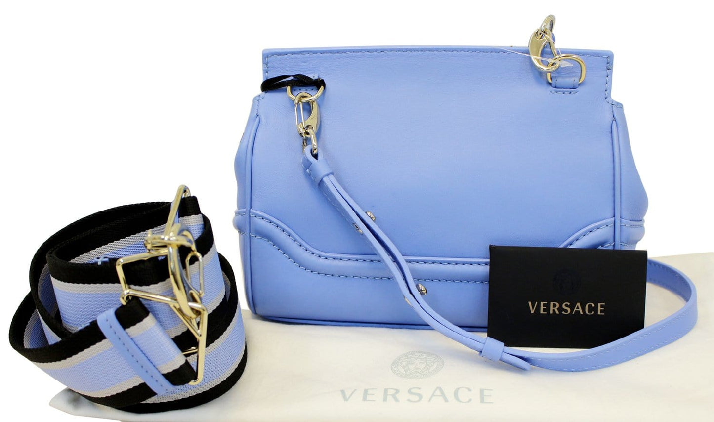 Versace Empire Palazzo Crossbody Bag Leather Blue
