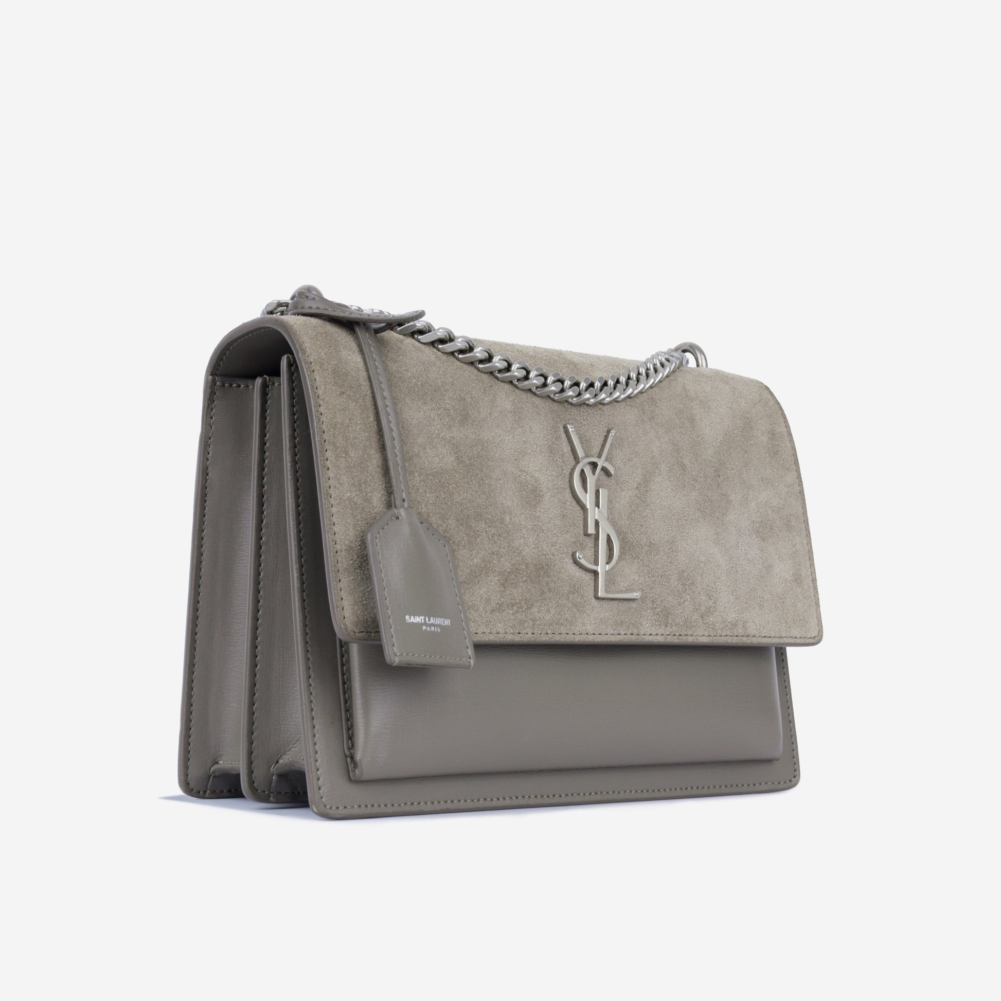 YSL Saint Laurent Sunset Crossbody Bag Medium Suede Calfskin Shw