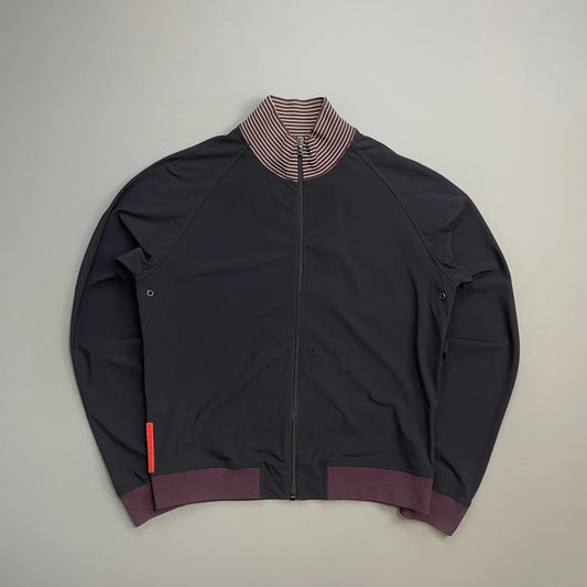 Prada Handbag Sport 00s Burgundy Stripe-Detailed Track Jacket Nylon Navy