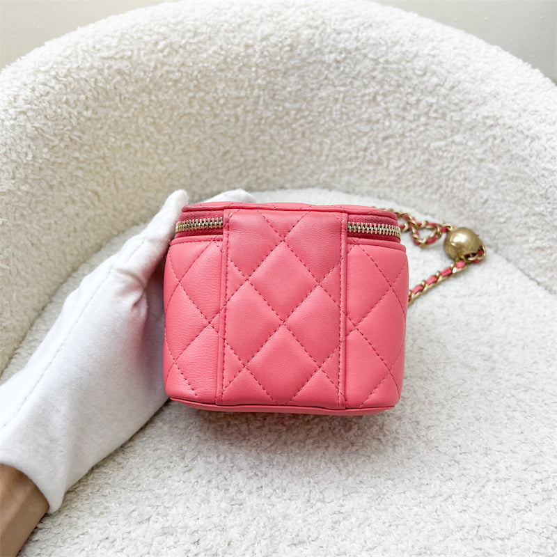 Chanel Pearl Crush Mini Cube Vanity in Coral Pink Lambskin and AGHW (Model: )