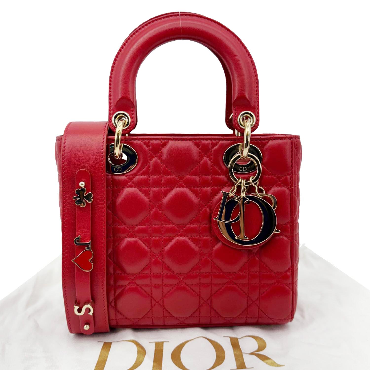 Dior Lady My Abc Cannage Shoulder Bag Leather Red