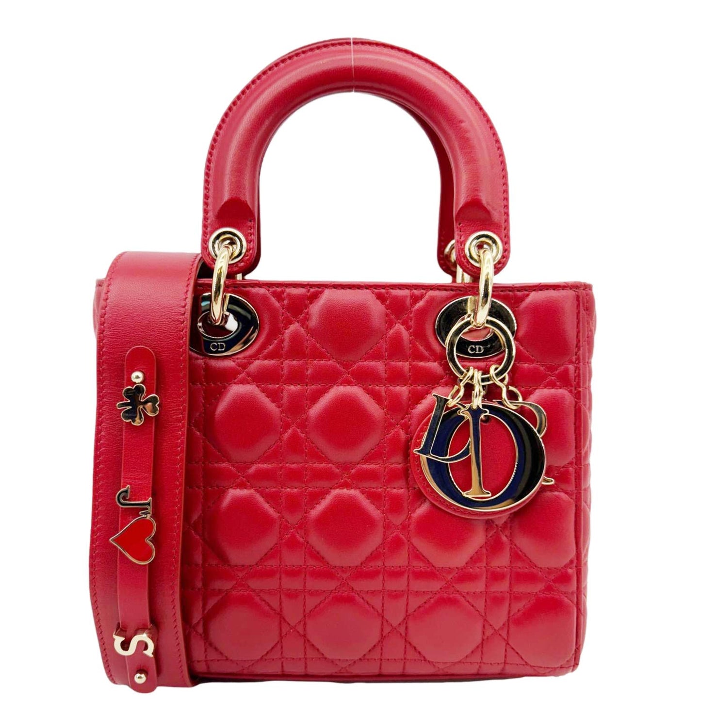 Dior Lady My Abc Cannage Shoulder Bag Leather Red