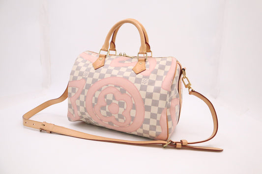 Louis Vuitton Speedy 30 Bandoulier Tahitienne Azur Canvas Damier Handbag