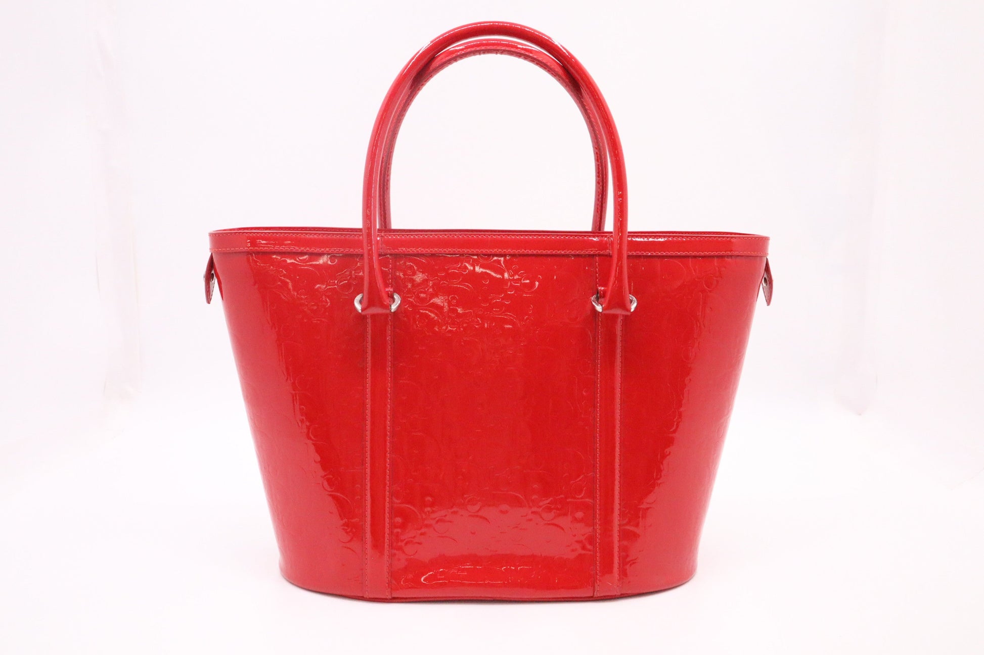 Dior Tote In Oblique Patent Handbag Leather Red Tote Bag