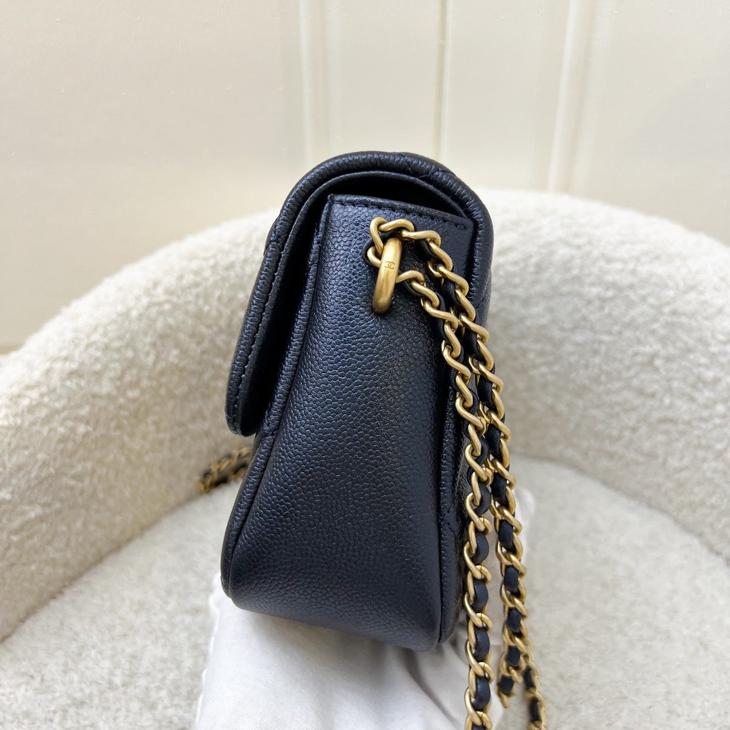 Chanel Perfect Mini Flap Bag with Adjustable Chain in Iridescent Black (Midnight) Caviar and AGHW (Model: )