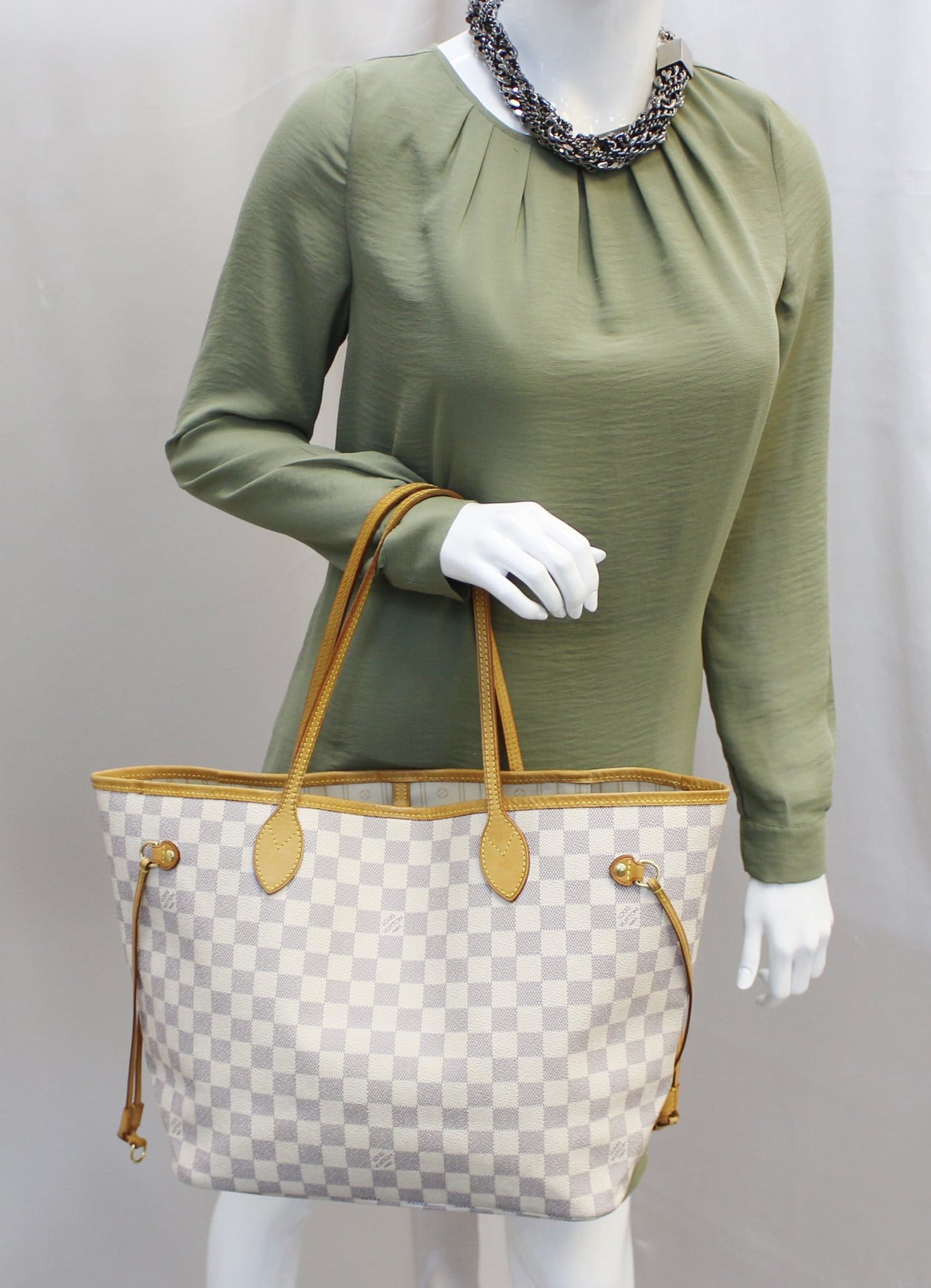Louis Damier Azur Neverfull Mm Tote Shoulder Shoulder Bag