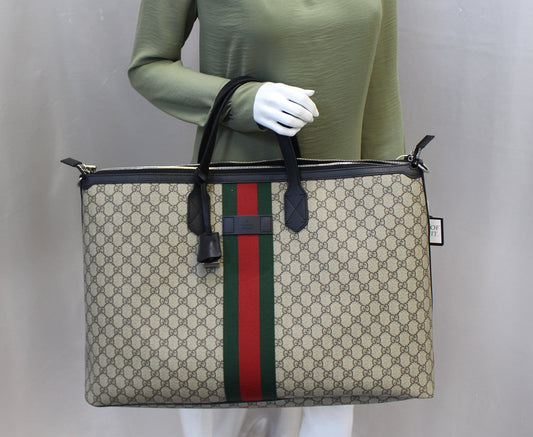 Gucci Supreme Web Duffle Bag Canvas Travel Bag
