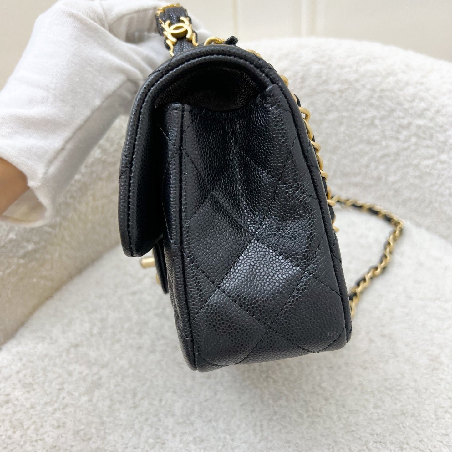 Chanel [Brand New] Top Handle Mini Rectangular Flap in Black Caviar and AGHW (Model: ) Bag