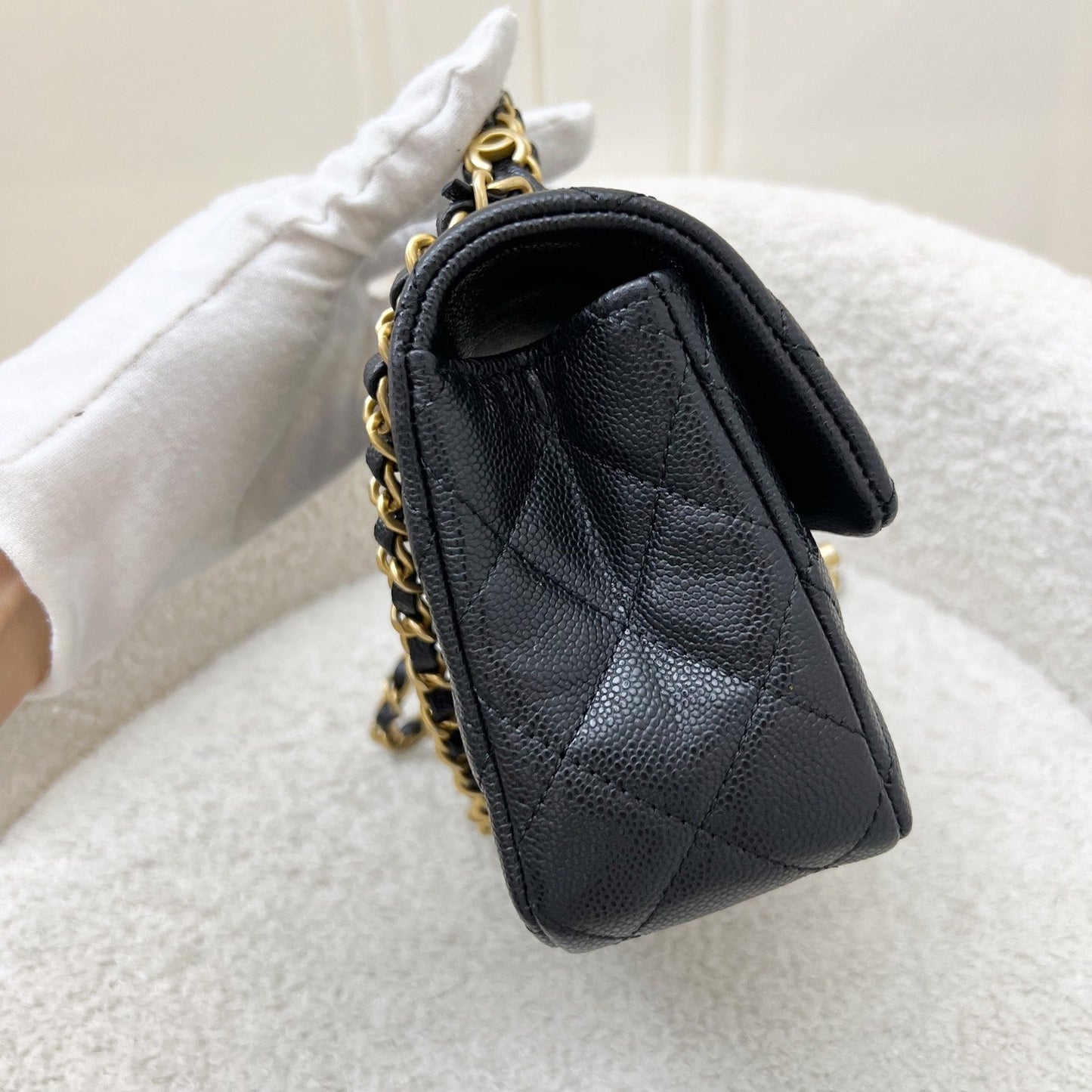 Chanel [Brand New] Top Handle Mini Rectangular Flap in Black Caviar and AGHW (Model: ) Bag