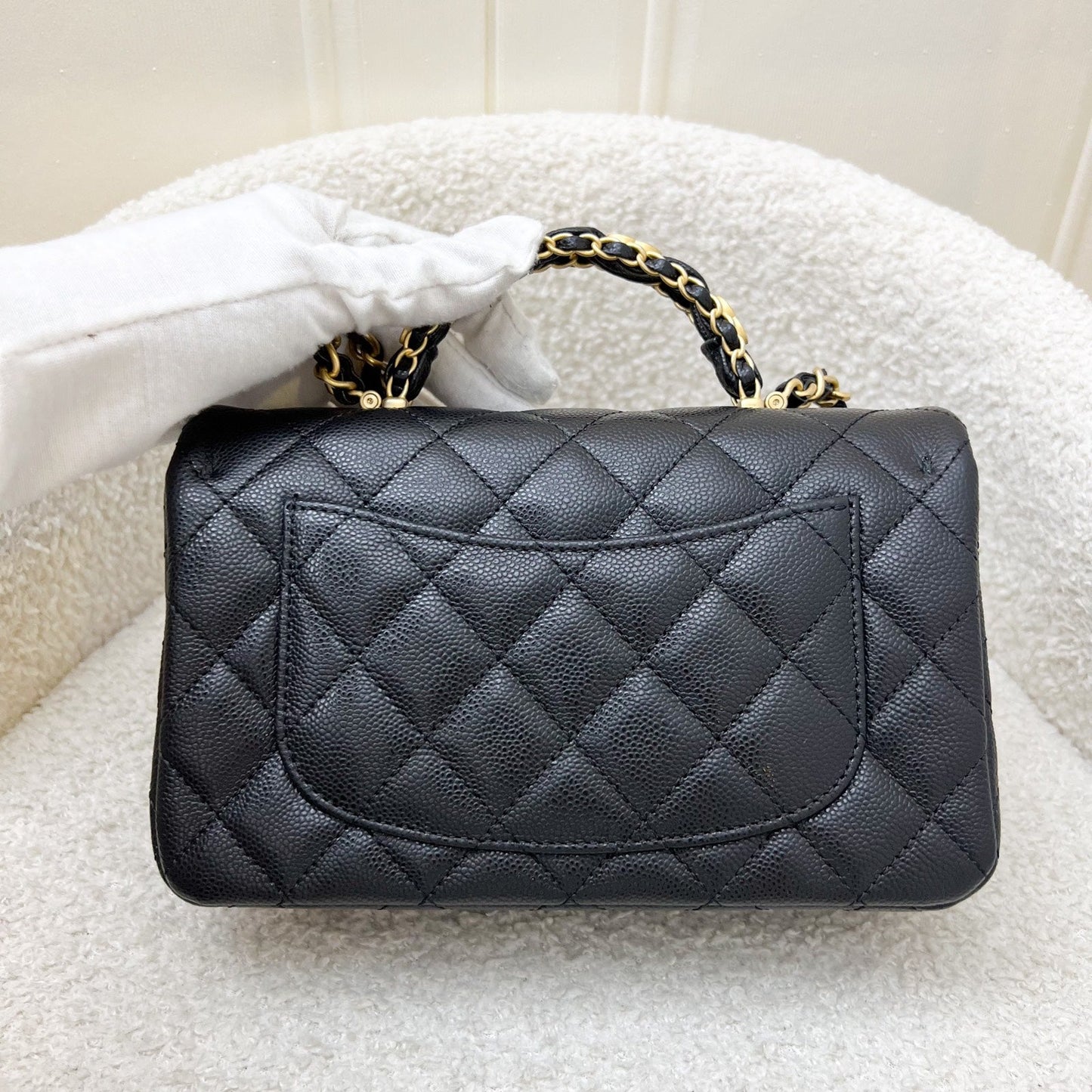 Chanel [Brand New] Top Handle Mini Rectangular Flap in Black Caviar and AGHW (Model: ) Bag
