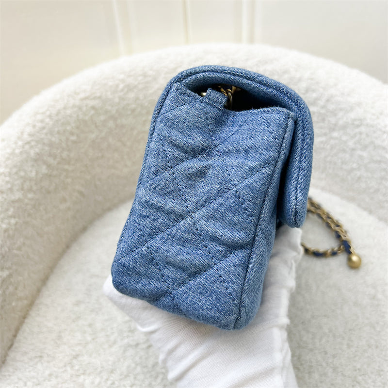 Chanel Pearl Crush Rectangle Mini Flap in Denim, Blue Leather and AGHW (Model: ) Accessory