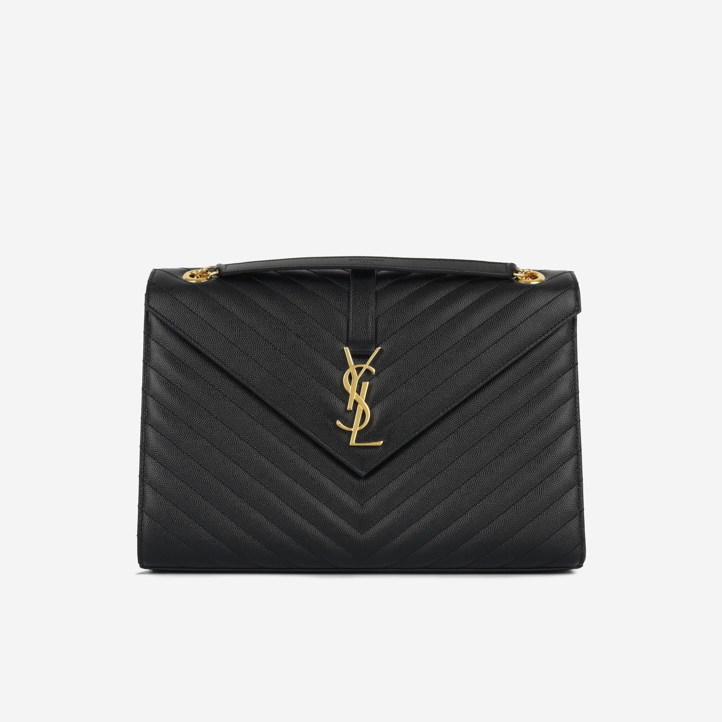 YSL Saint Laurent Envelope Bag Large Crossbody Bag Black Grained Ghw