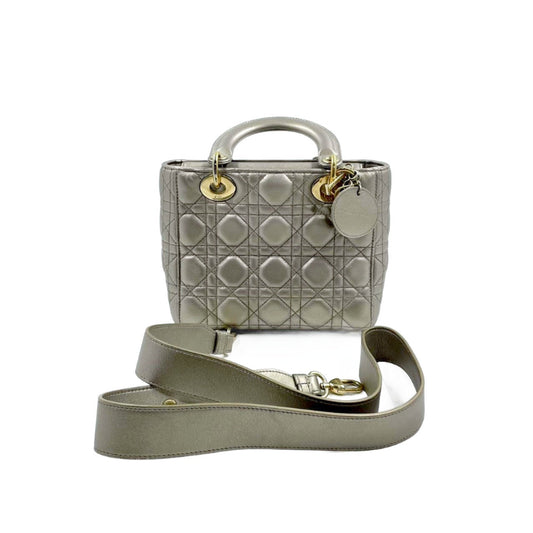 Dior Lady Abc Light Copper Cannage Lambskin Handbag Gold Small Travel Bag