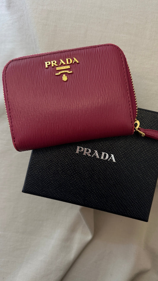 Prada Compact Wallet Fuchsia Zip Handbag