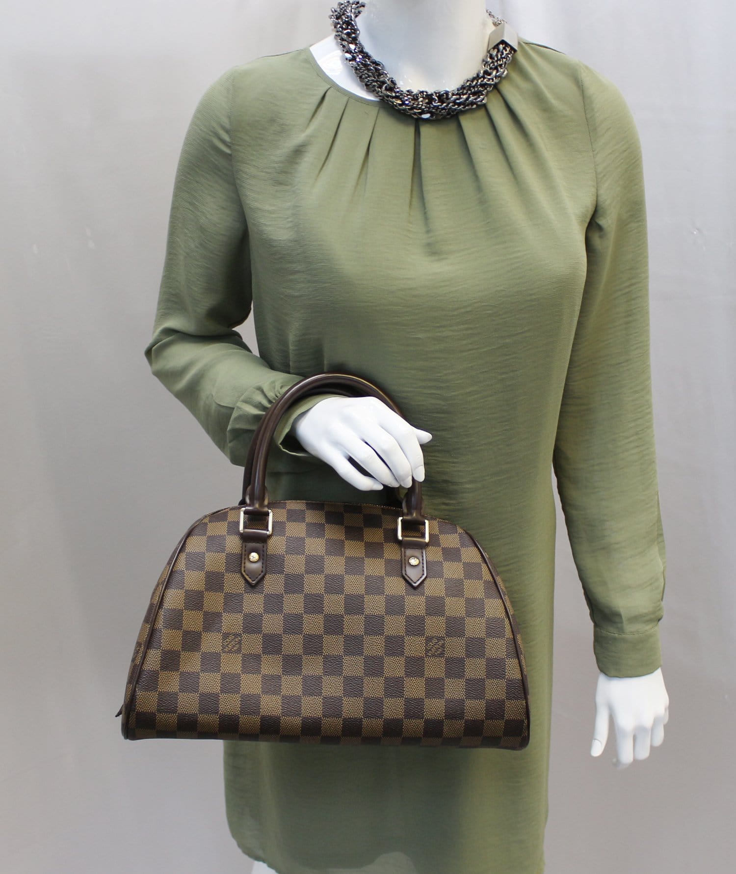 Louis Damier Ebene Ribera Mm Satchel Bag Brown Travel Bag