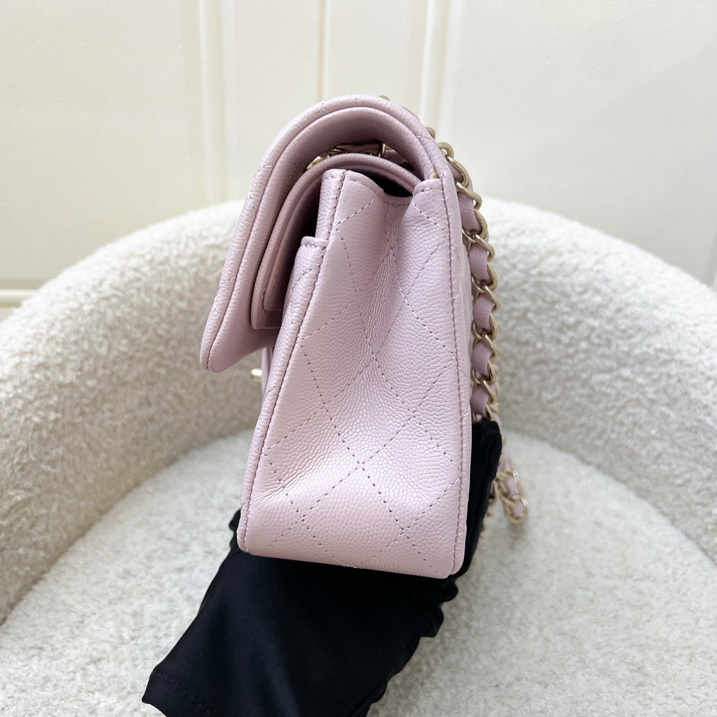 Chanel Small Classic Flap CF in Rose Clair Lilac Pink Caviar and LGHW (Model: ) Accessory