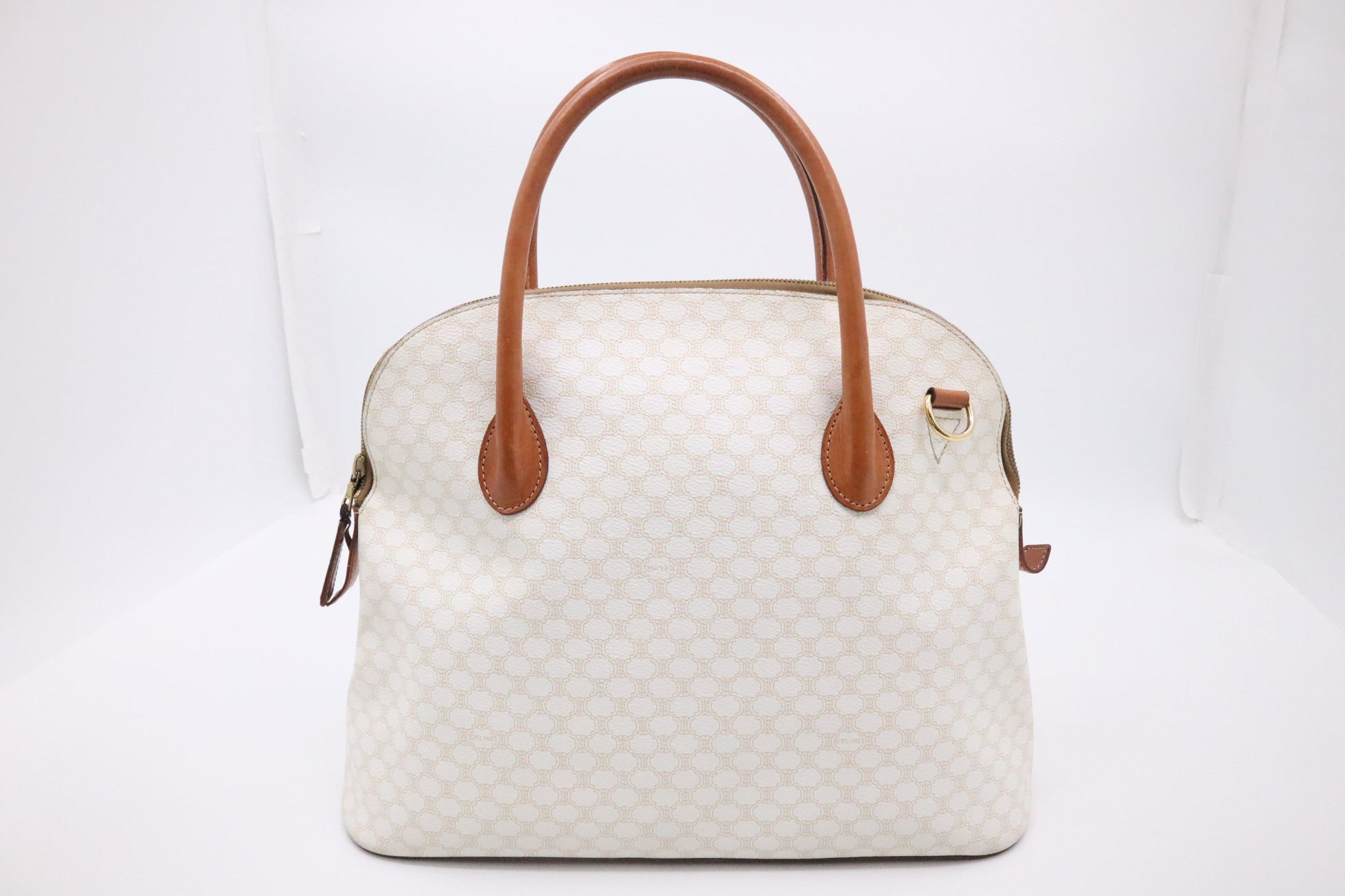 Celine Handbag In Macadam Canvas White Travel Bag