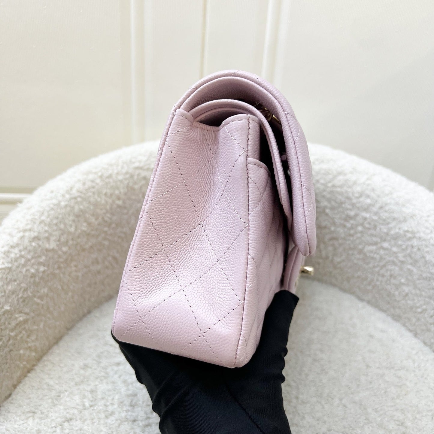 Chanel Small Classic Flap CF in Rose Clair Lilac Pink Caviar and LGHW (Model: ) Accessory