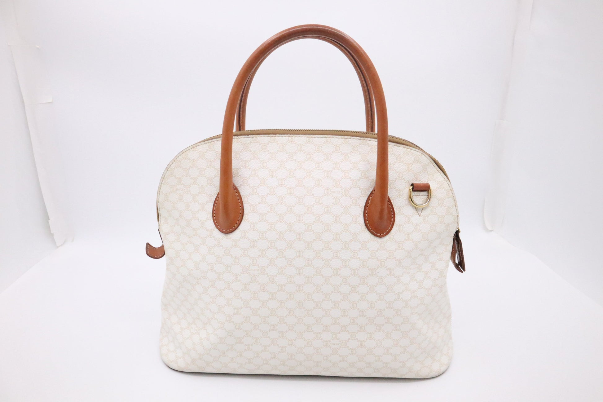 Celine Handbag In Macadam Canvas White Travel Bag