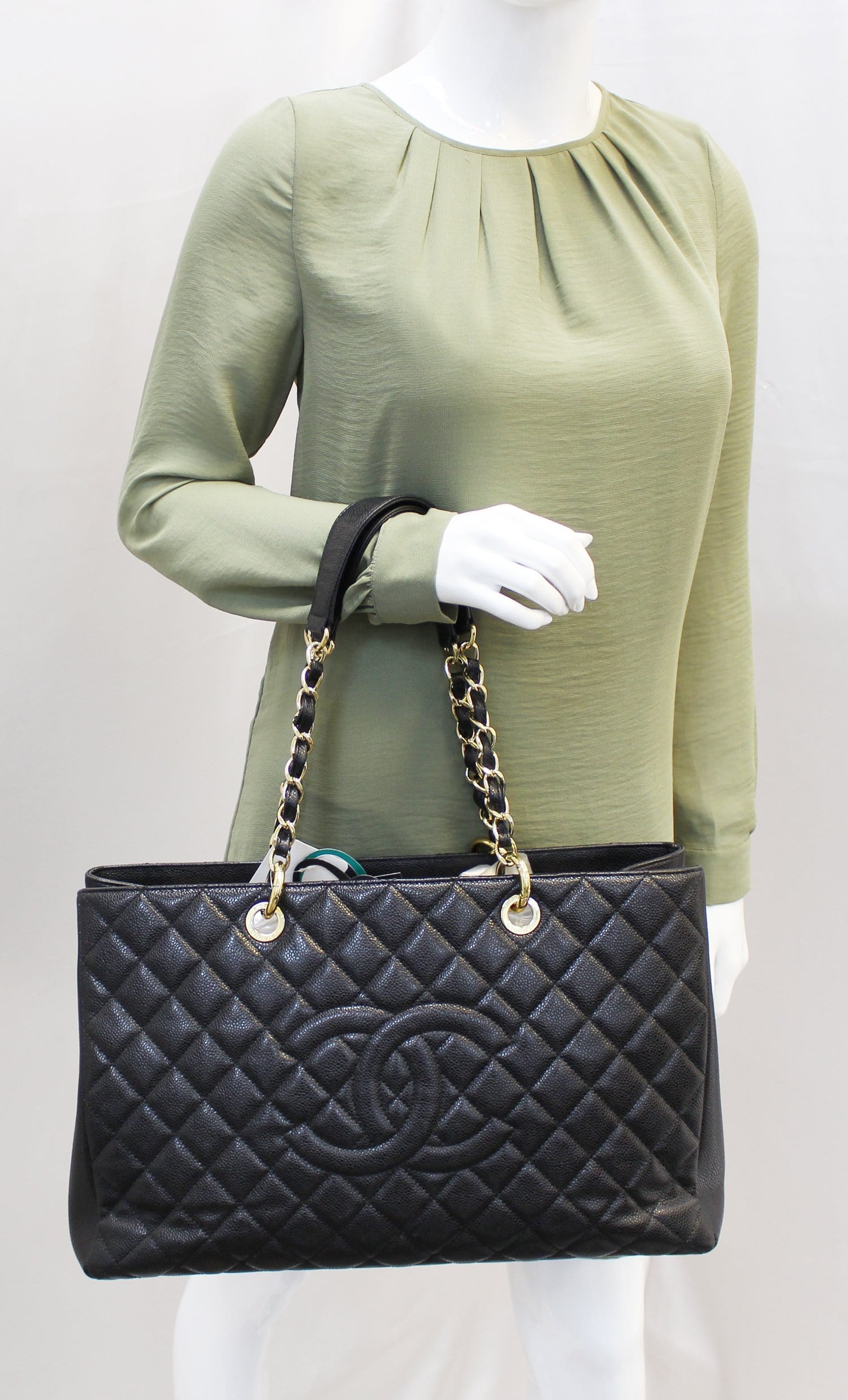 Chanel Caviar Xl Grand Shopping Tote Bag Leather Black