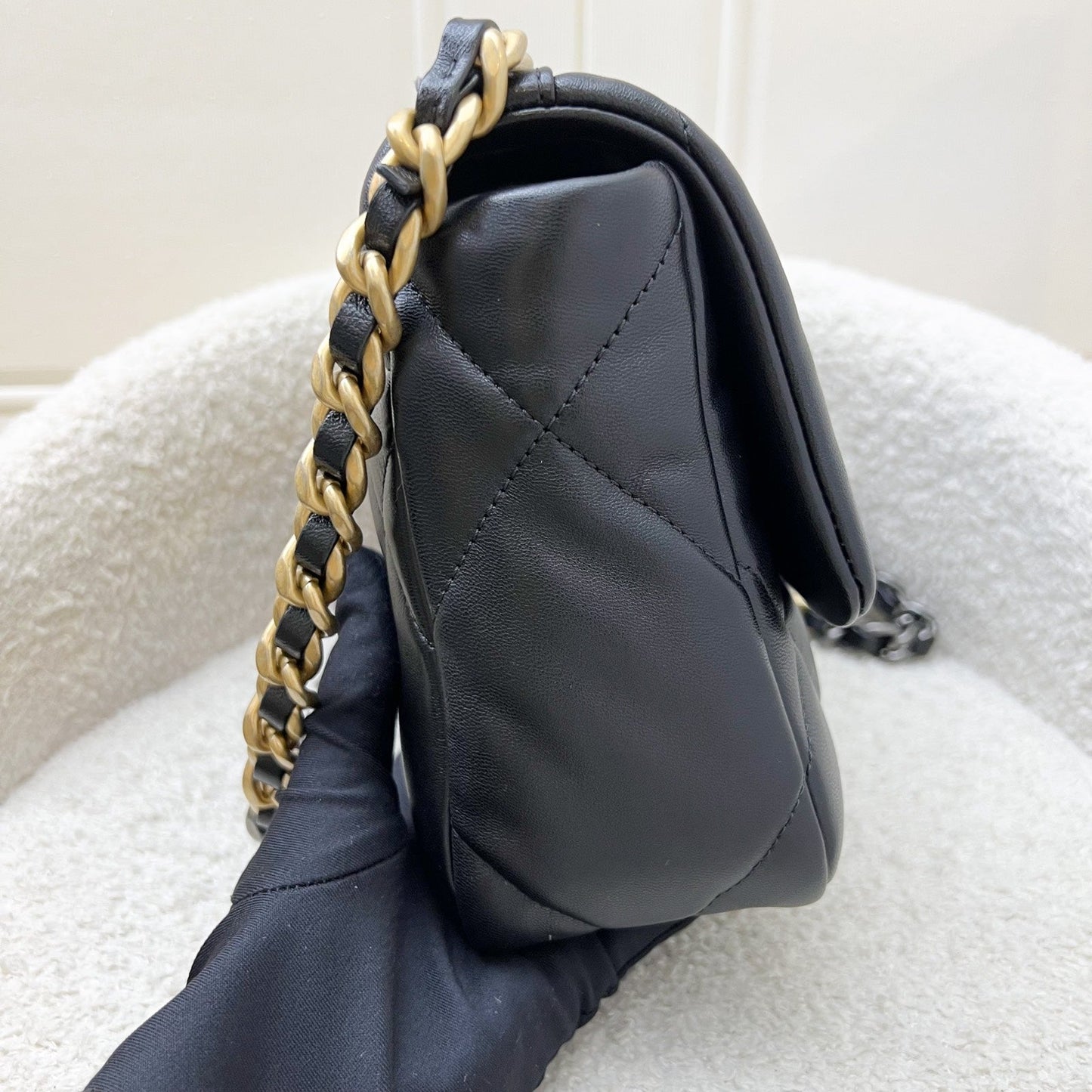 Chanel 19 Small Flap in Black Lambskin and 3-tone HW Accessory