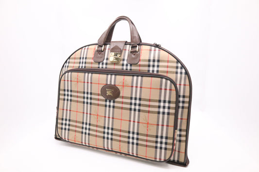 Burberry Travel Garment Bag In Checked Canvas Brown Travel Bag