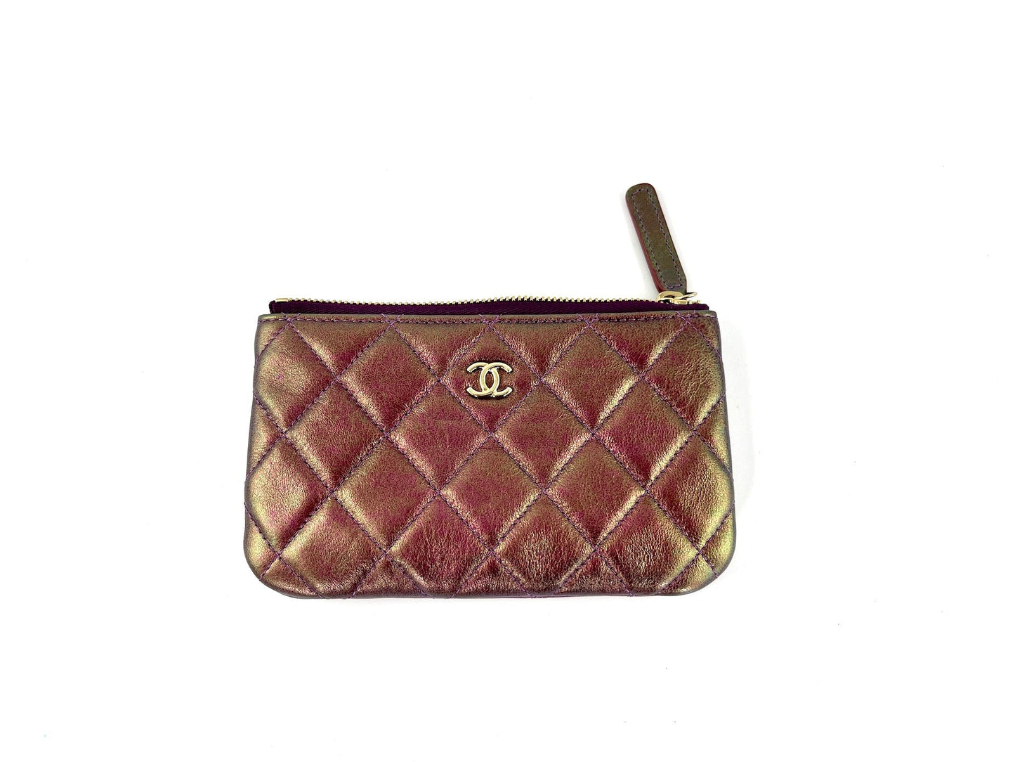 Chanel Iridescent Purple 2020 Small Quilted Zip Pouch O Case