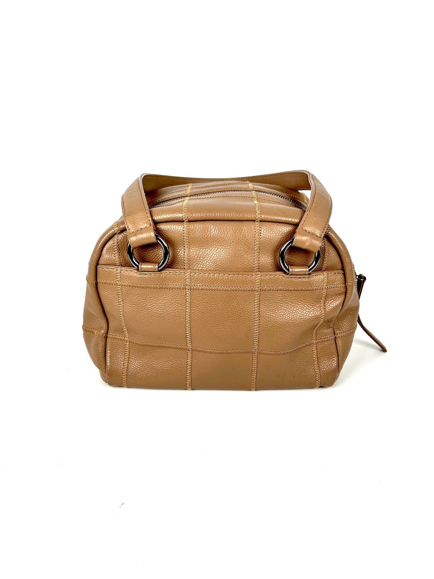 Chanel LAX Square Quilt Bowler Dark Beige Leather Accessory