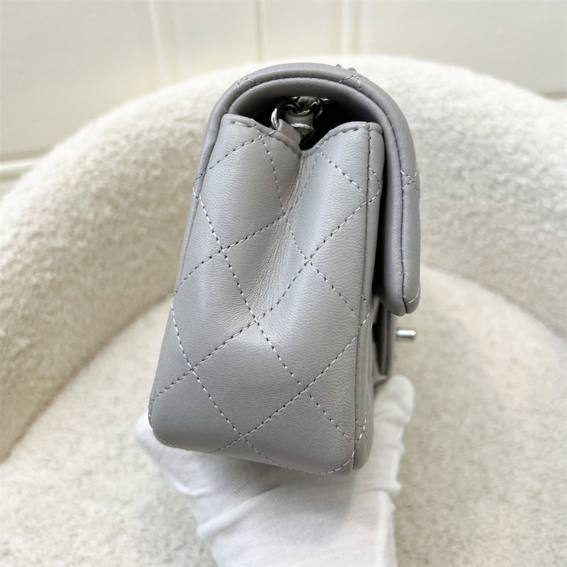 Chanel Mini Rectangle Flap in Grey Lambskin SHW Accessory
