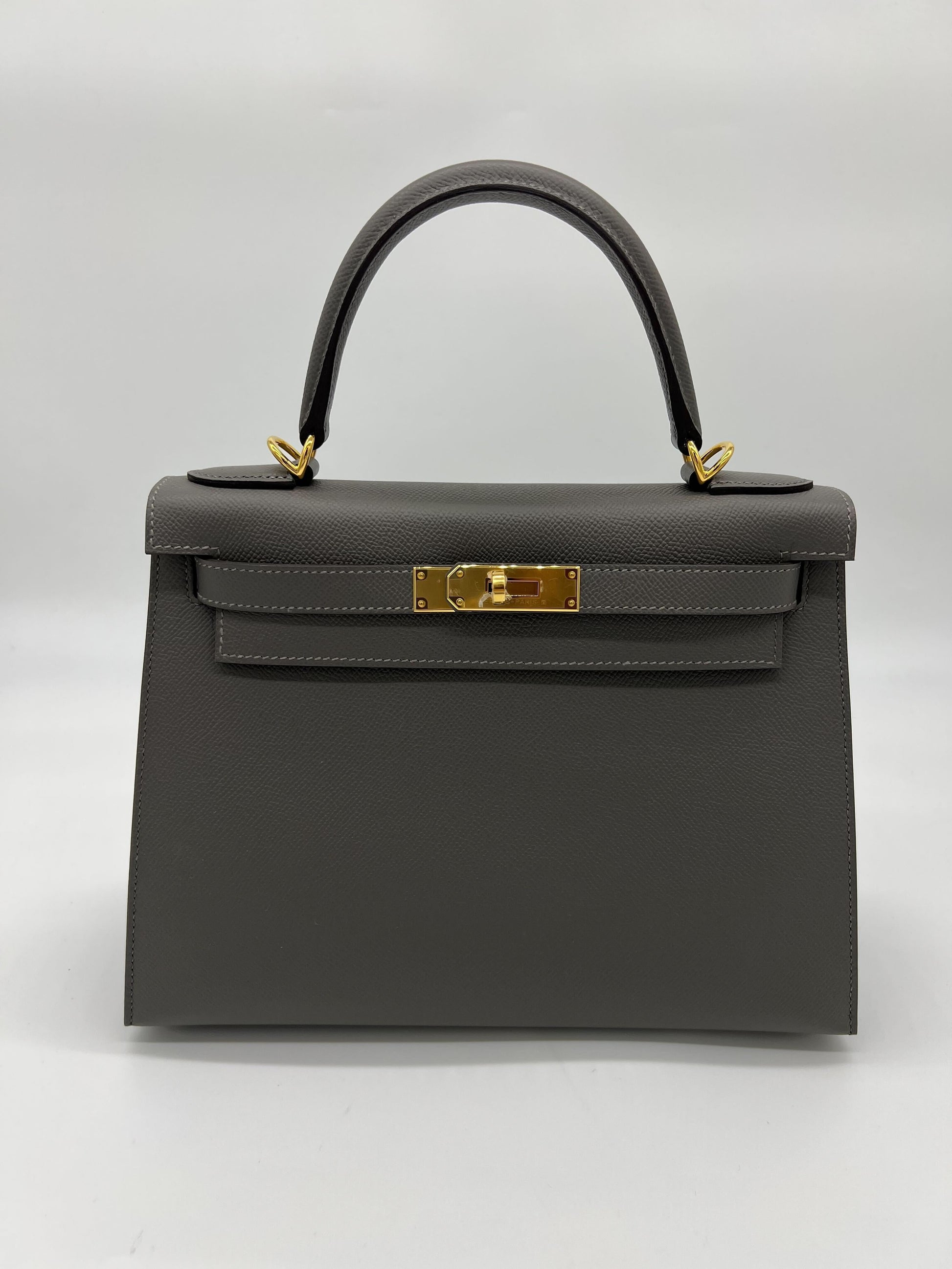 Gucci Hermes Kelly Sellier Gris Meyer Epsom Handbag Leather Travel Bag