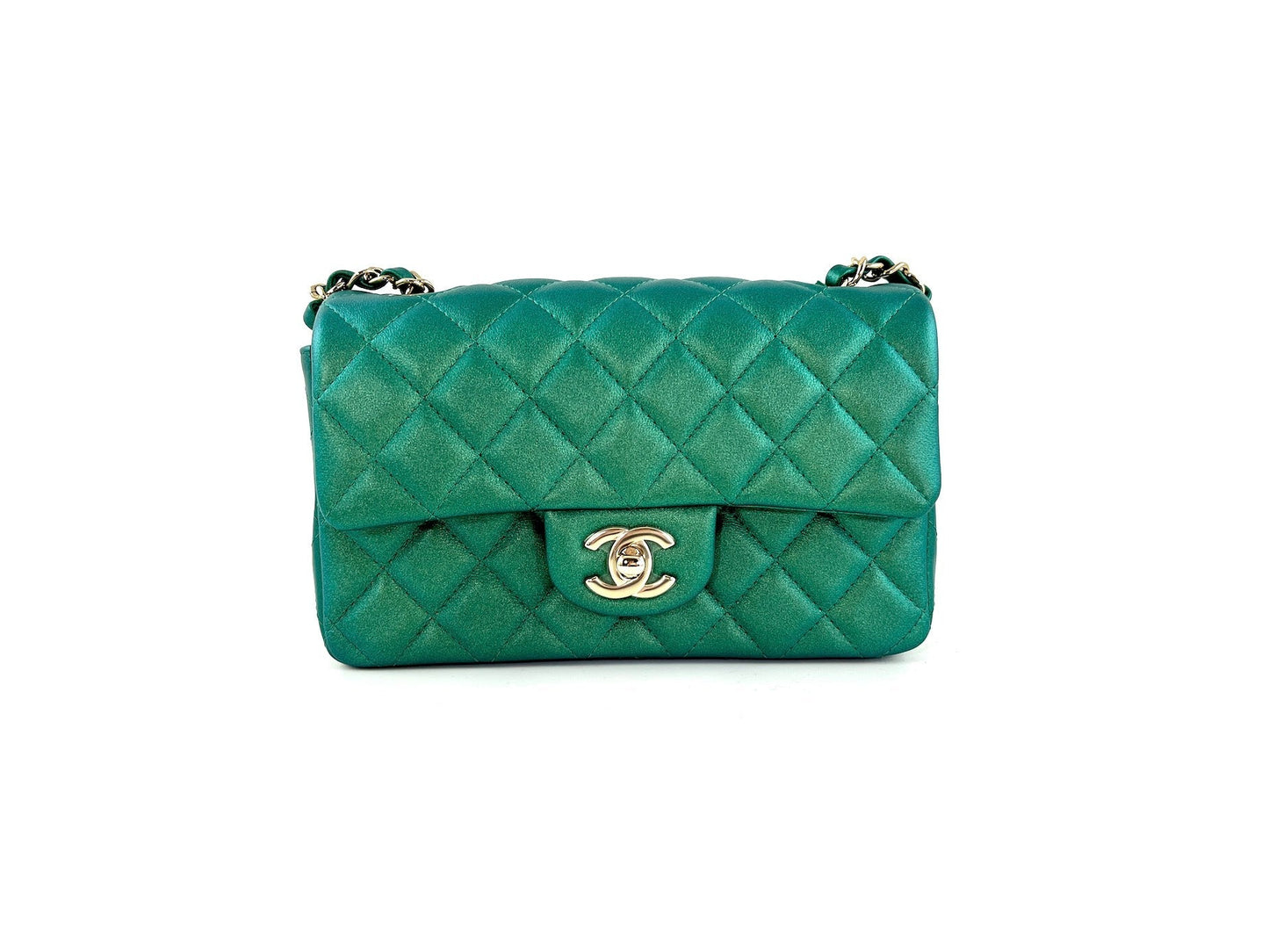 Chanel Iridescent Green 2022 Rectangular Mini Flap Bag