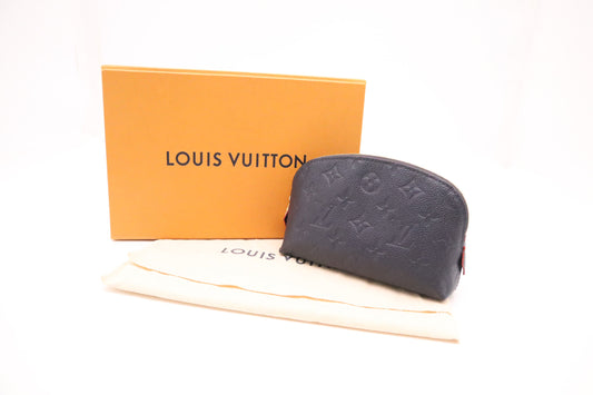 Louis Vuitton Pochette Cosmetiques Navy Empreinte Leather Blue Clutch Bag