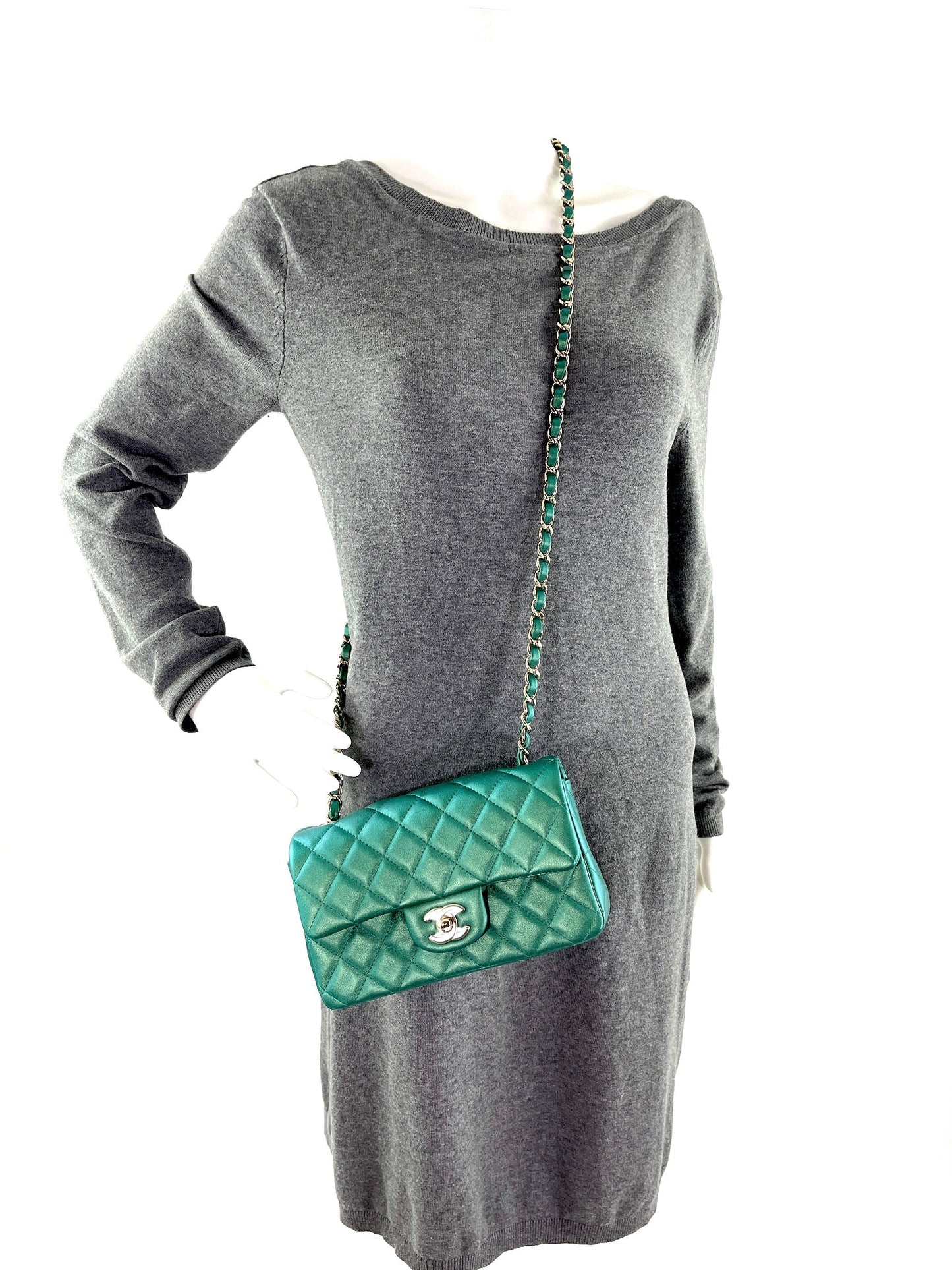 Chanel Iridescent Green 2022 Rectangular Mini Flap Bag