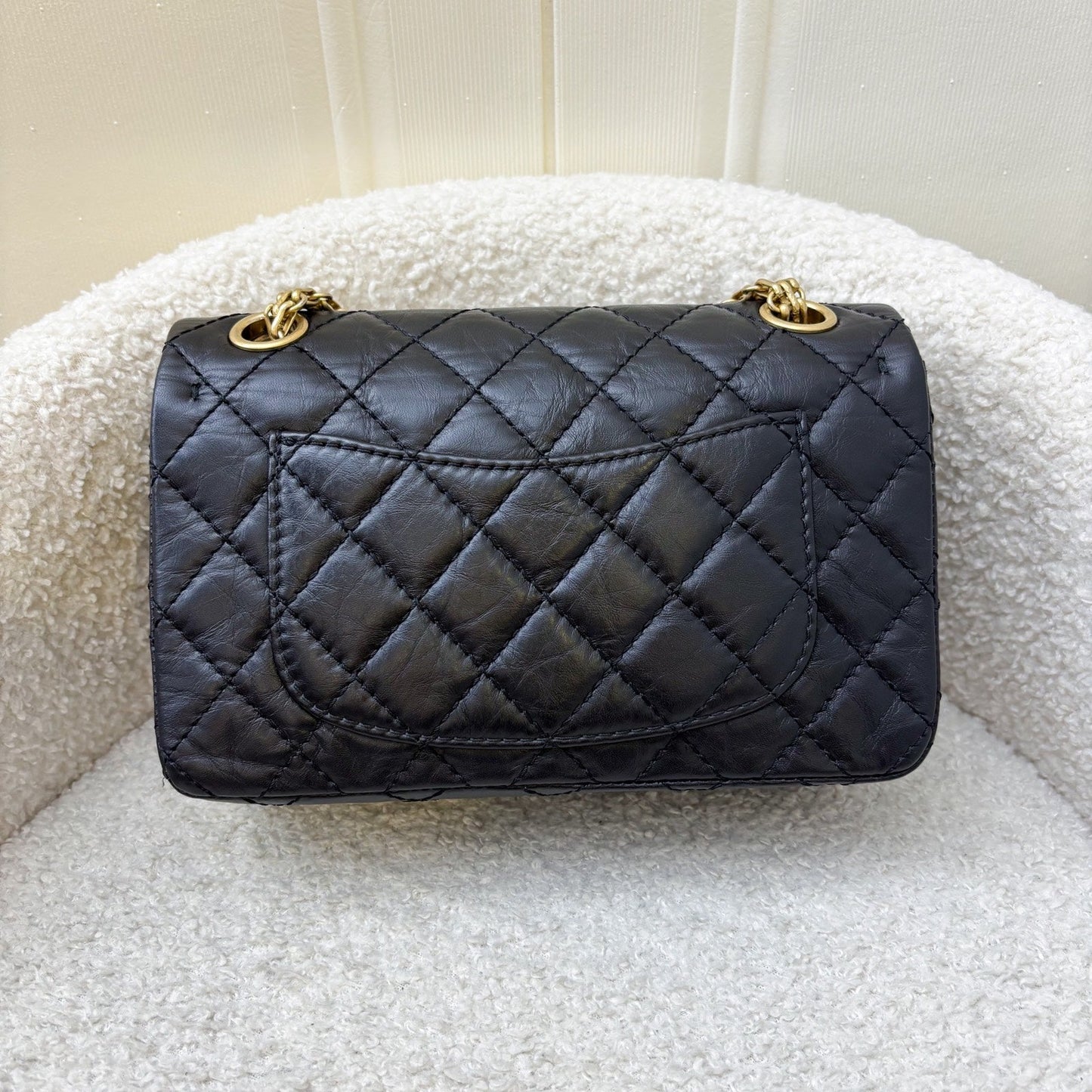 Chanel Classic 2.55 Reissue Mini Flap in Black Distressed Calfskin AGHW (Model: ) Accessory