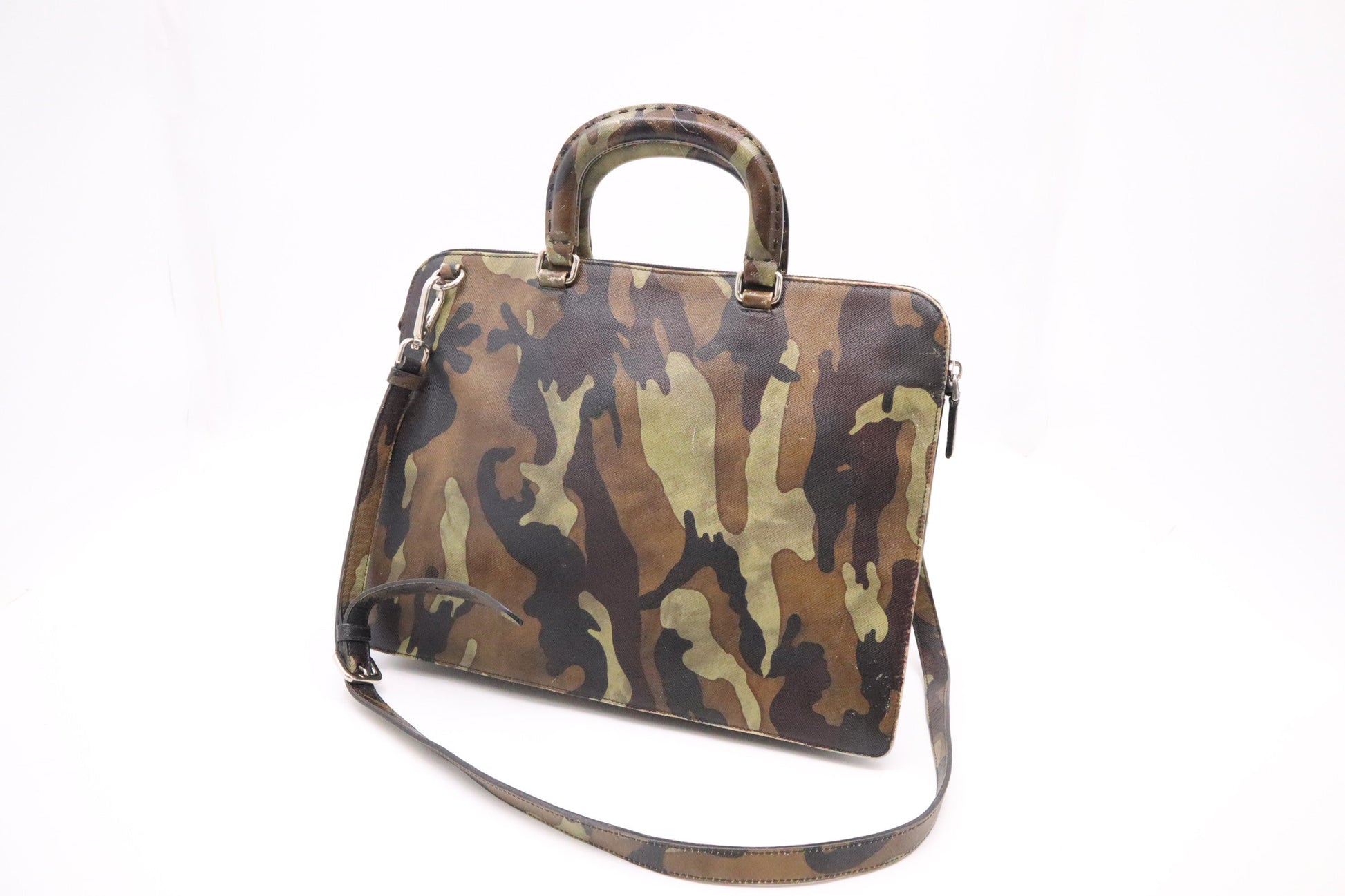 Prada Business Bag In Camouflage Leather Travel Bag
