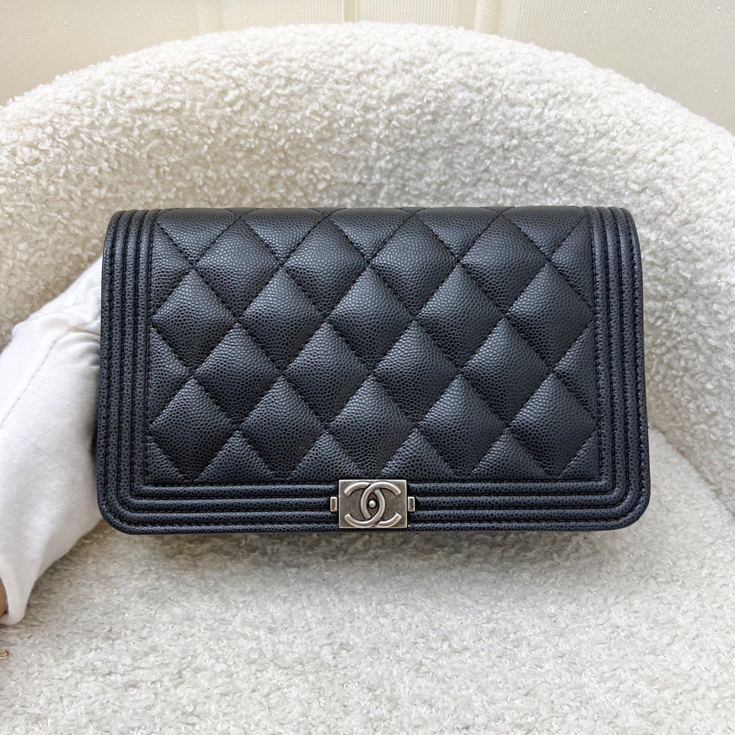 Chanel Boy Wallet on Chain WOC in Black Caviar and RHW Bag