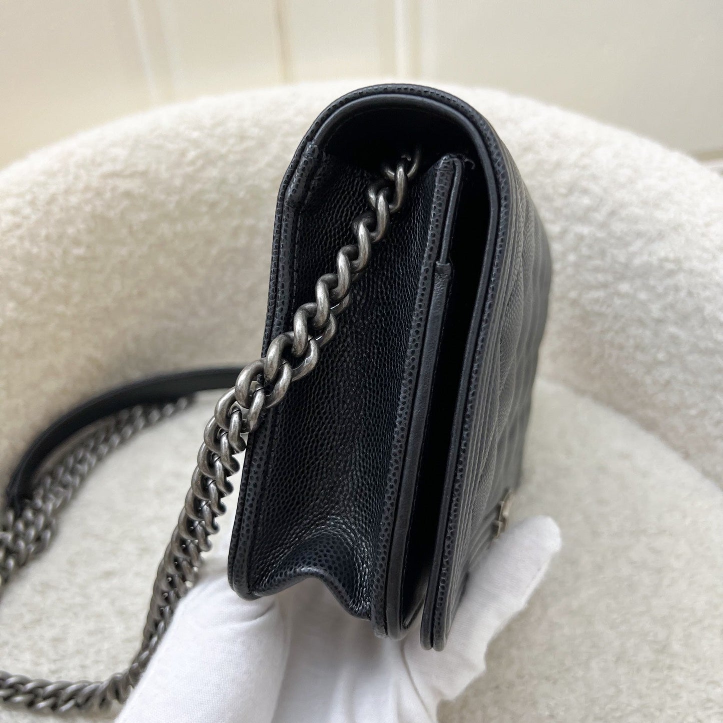 Chanel Boy Wallet on Chain WOC in Black Caviar and RHW Bag